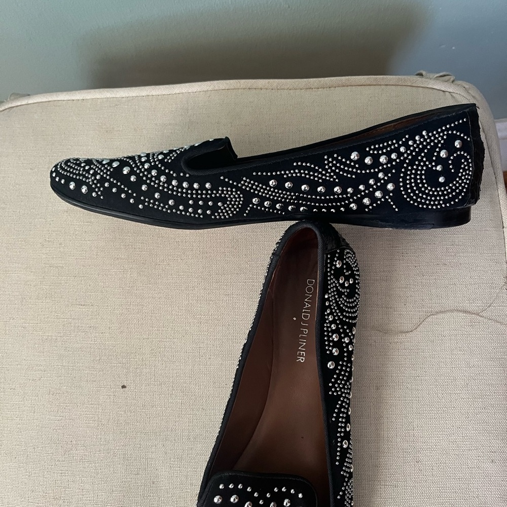 Donald J. Pliner Black Crystal Embellished Loafers - Picture 3 of 5